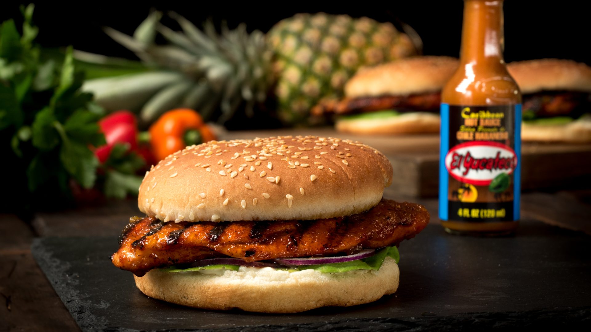 Pineapple Habanero Chicken Burgers